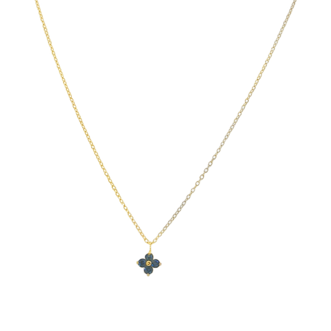 14K Yellow Gold Quad Blue Sapphire Necklace