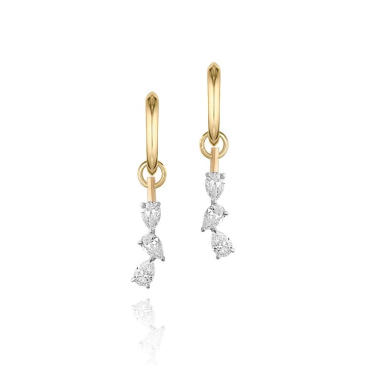 Pear Diamond Triple Drop Huggies