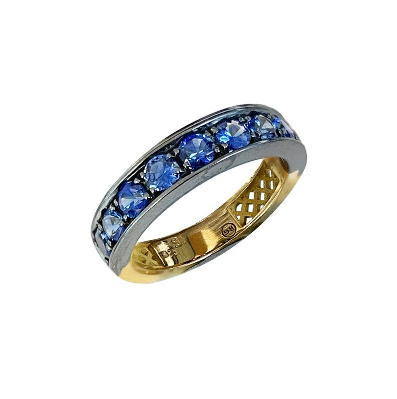 Crownwork Stacker Band With Blue Sapphires - Size 6.25