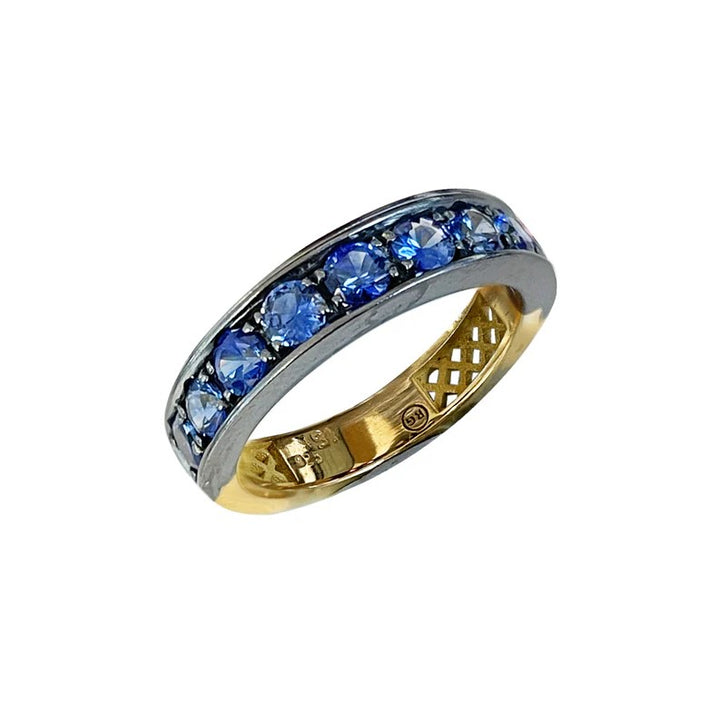 Crownwork Stacker Band With Blue Sapphires - Size 6.25