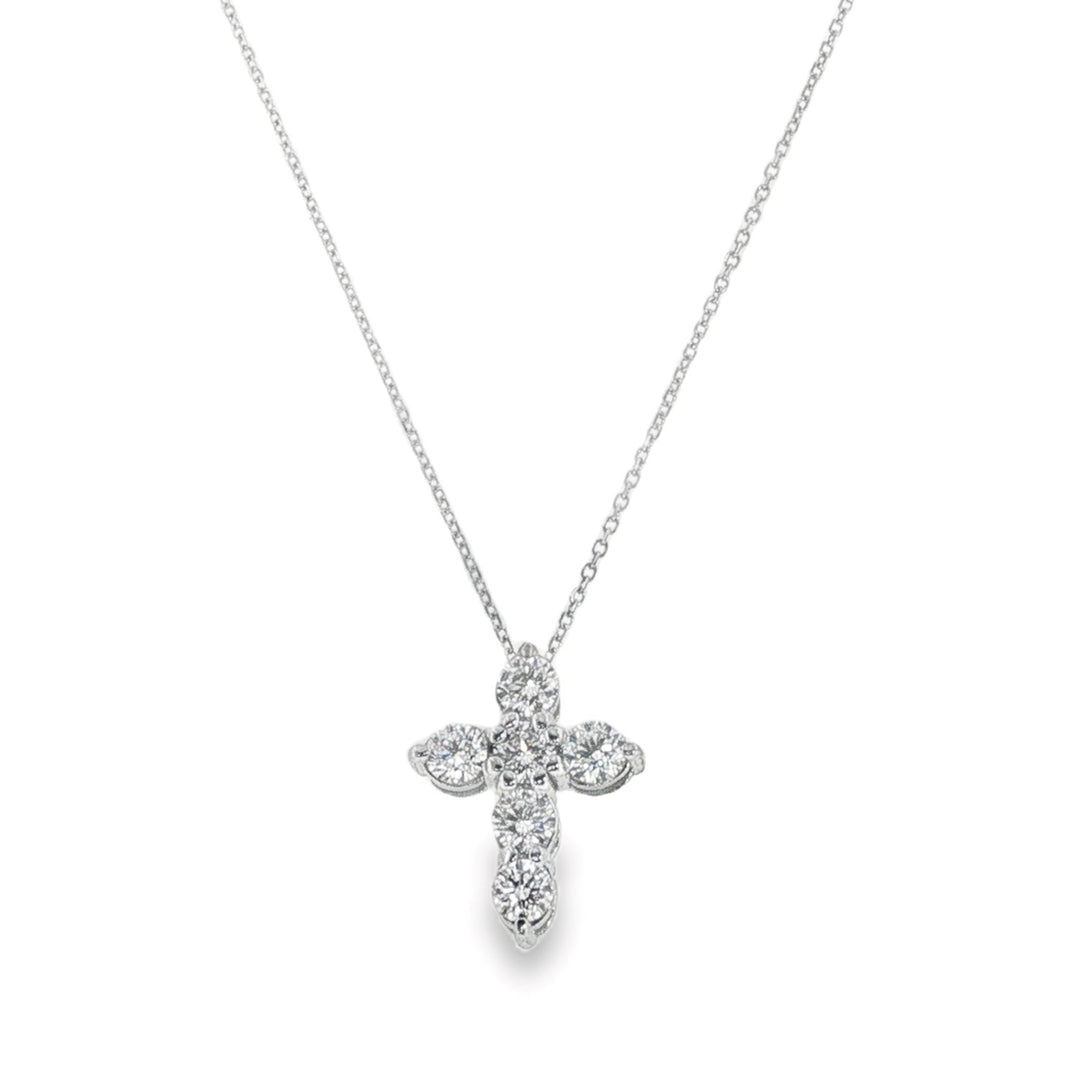 14K White Gold Diamond Cross Pendant Weighing 1.15cts