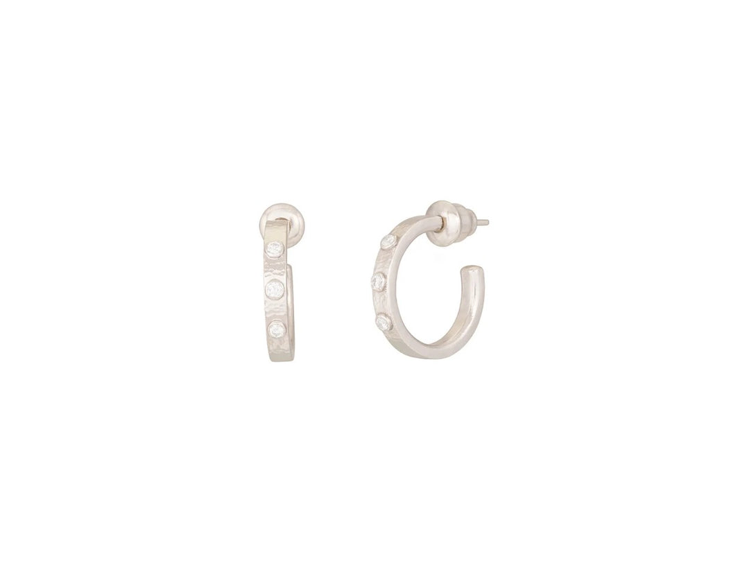 Hoopla Couture Silver Diamond Hoop Earrings