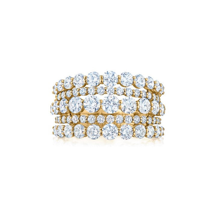 Five-Row Ring with Diamonds