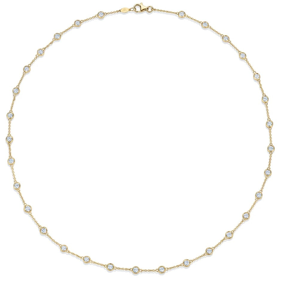 18K Yellow Gold Diamond Strings Classic Necklace - 18"