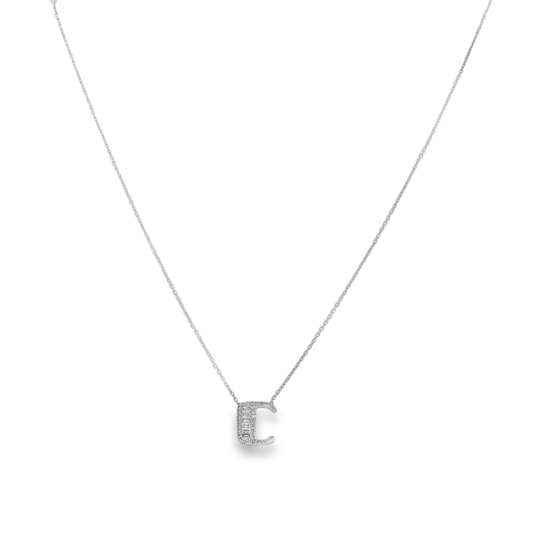 18K White Gold Small Petra "C" Pendant Necklace