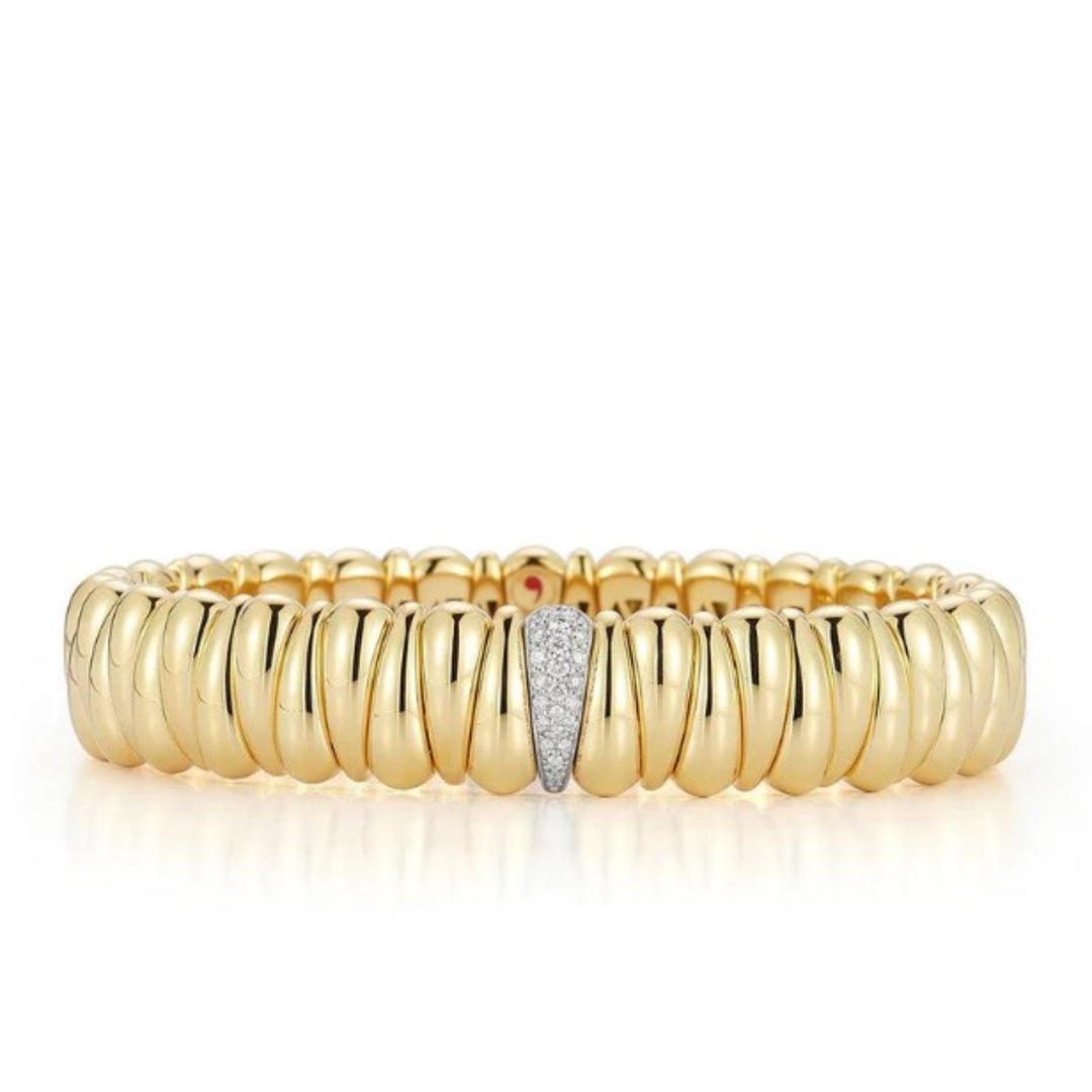 18K Yellow Gold Diamond Station Artiglio Stretch Bracelet