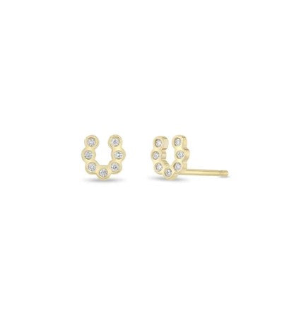 14K Yellow Gold Tiny Horseshoe Stud Earrings