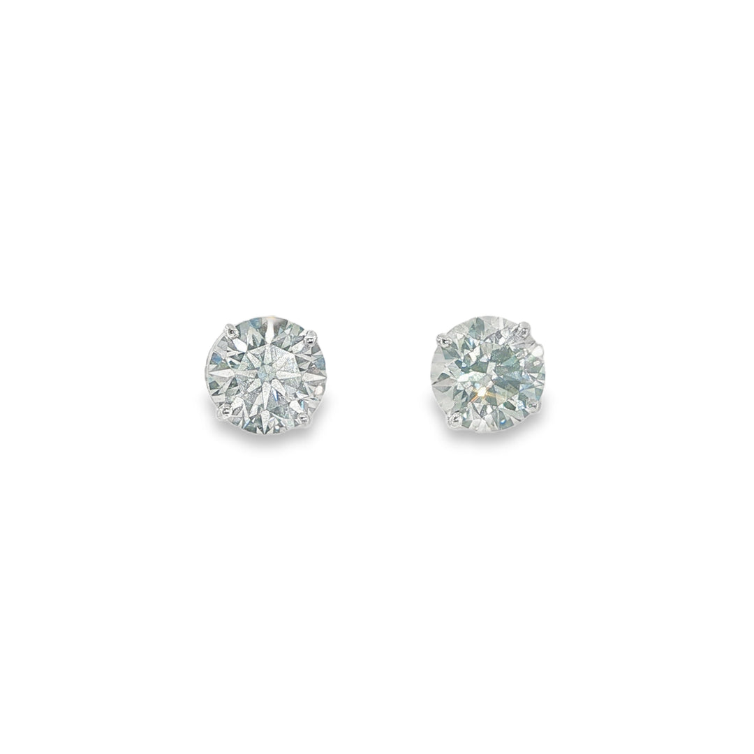 14K White Gold 4 Prong Basket Set Diamond Stud Earrings Weighing 4.63ctw