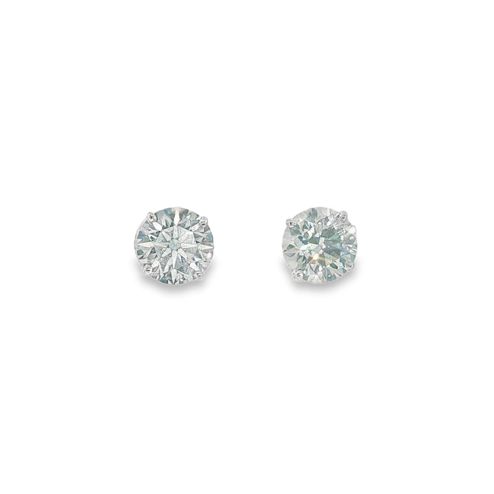 14K White Gold 4 Prong Basket Set Diamond Stud Earrings Weighing 4.63ctw