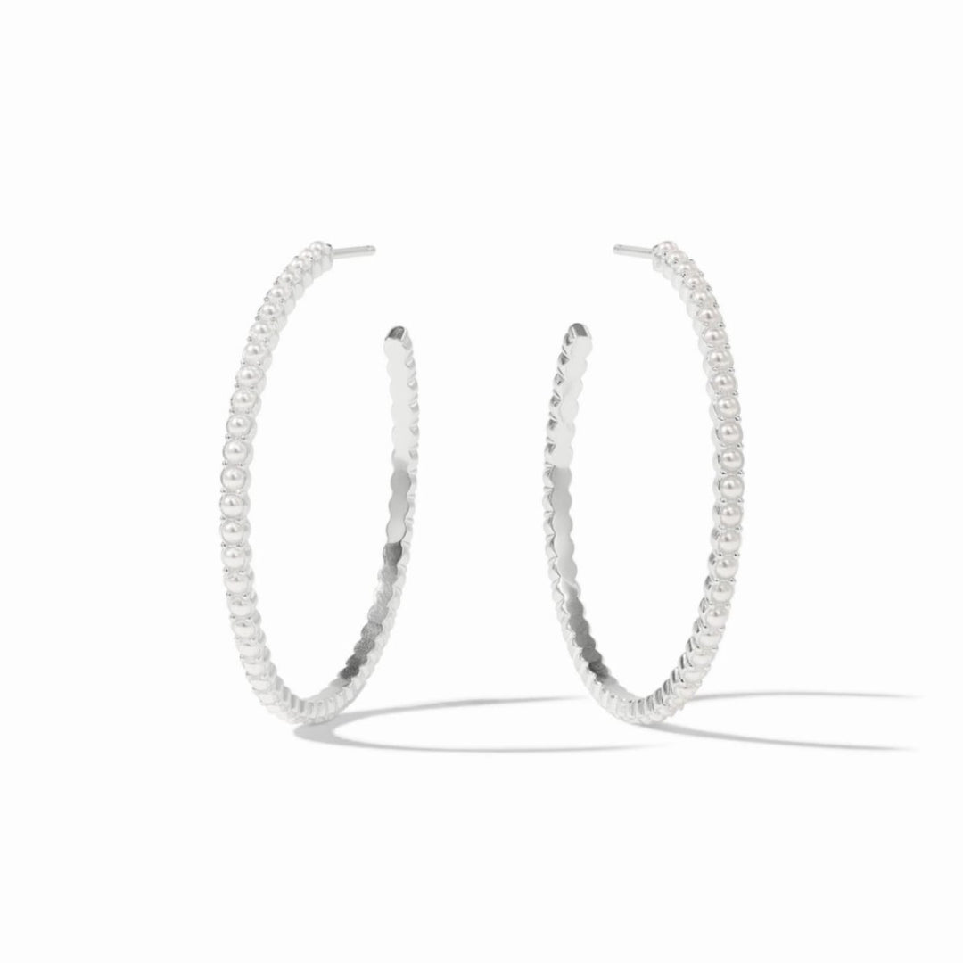 Silver Juliet Hoops With Pearls - Large
