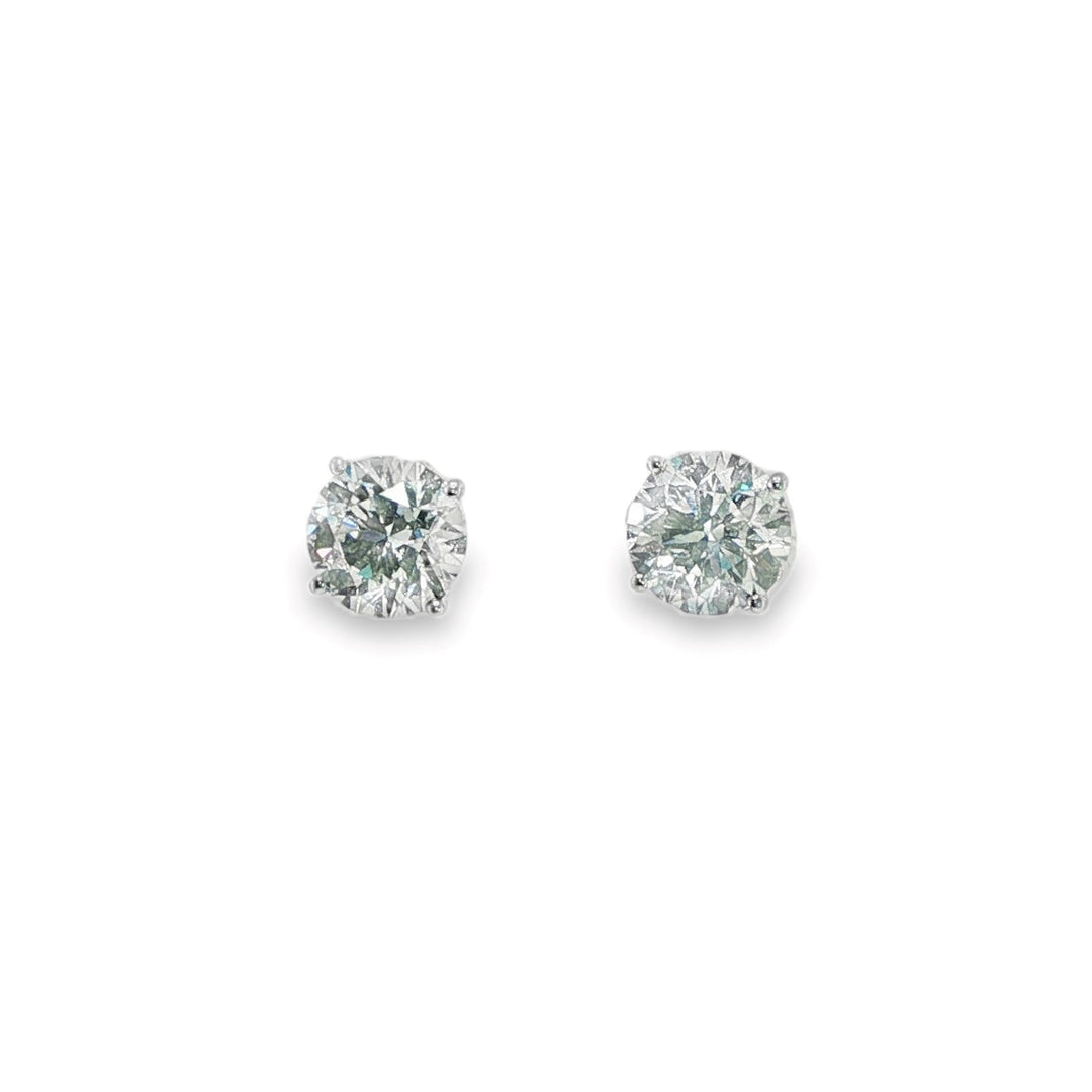 White Gold GIA Certified 4 Prong Round Diamond Studs Weighing 4.80cts