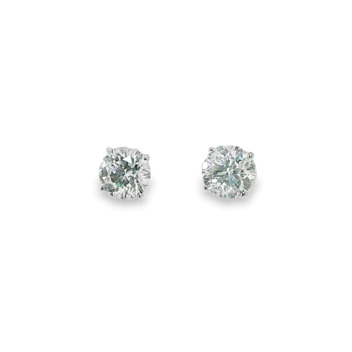 White Gold GIA Certified 4 Prong Round Diamond Studs Weighing 4.80cts