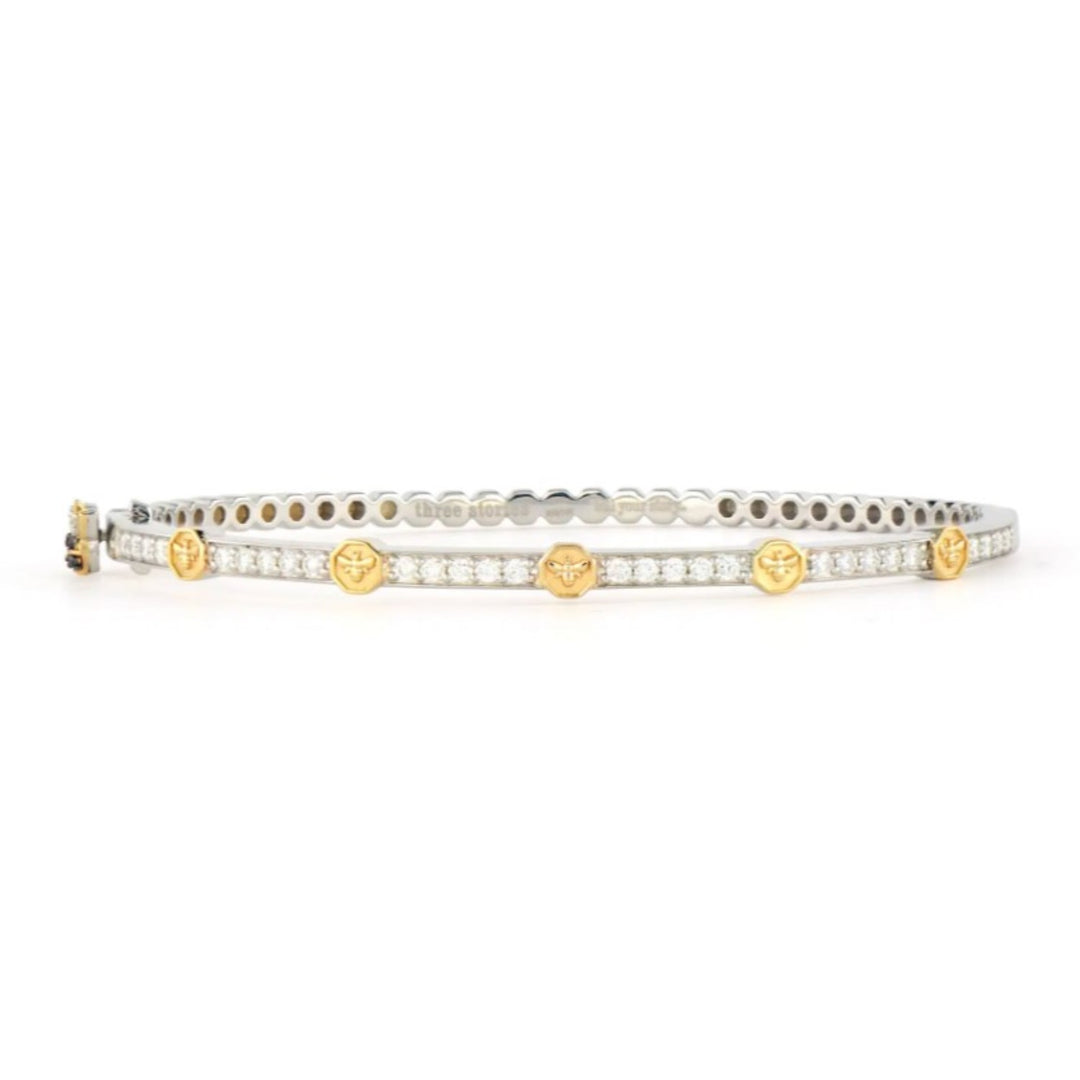 Two-Toned Honeycomb Black Diamond And Diamond Bangle