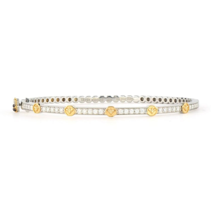 Two-Toned Honeycomb Black Diamond And Diamond Bangle