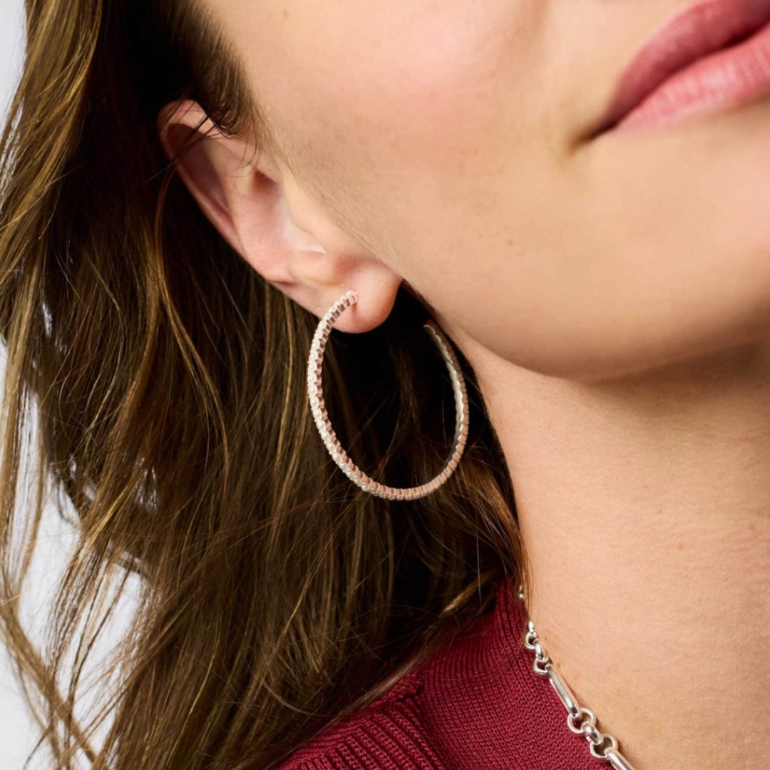 Silver Juliet Hoops With Pearls - Large