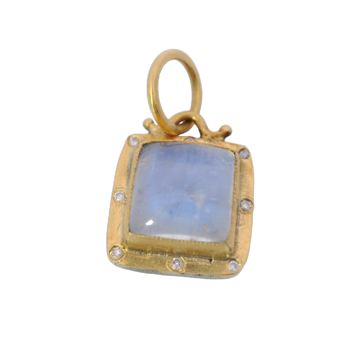 Rainbow Moonstone Pendant With Diamond Accents