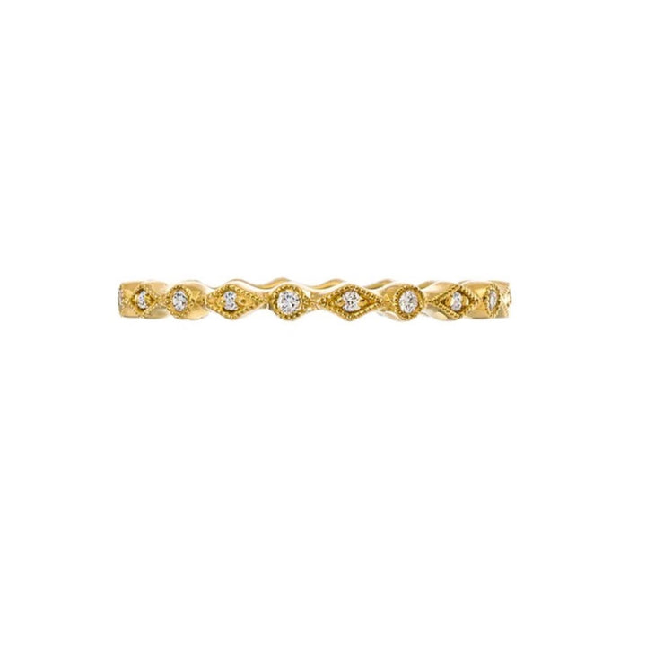 18K Yellow Gold Round And Marquise Cut Diamond Band - Size 6.5