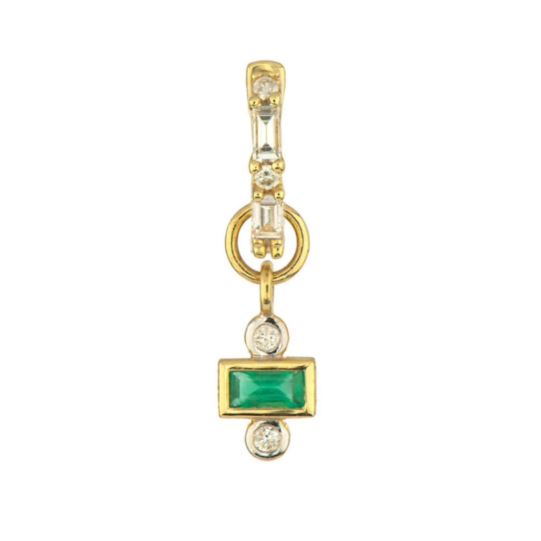 18K Yellow Gold Petite Baguette Emerald Earring Charm