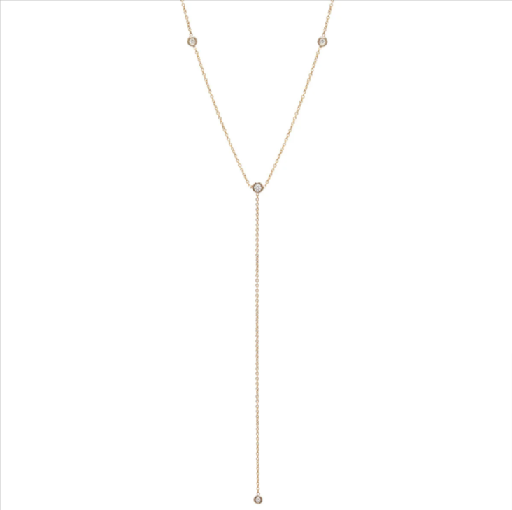 14K Gold Lariat Diamond Necklace
