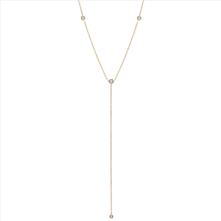 14K Gold Lariat Diamond Necklace