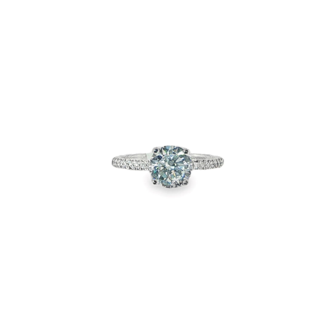 18K White Gold Modern Classic French Cut Semi Mount Ring