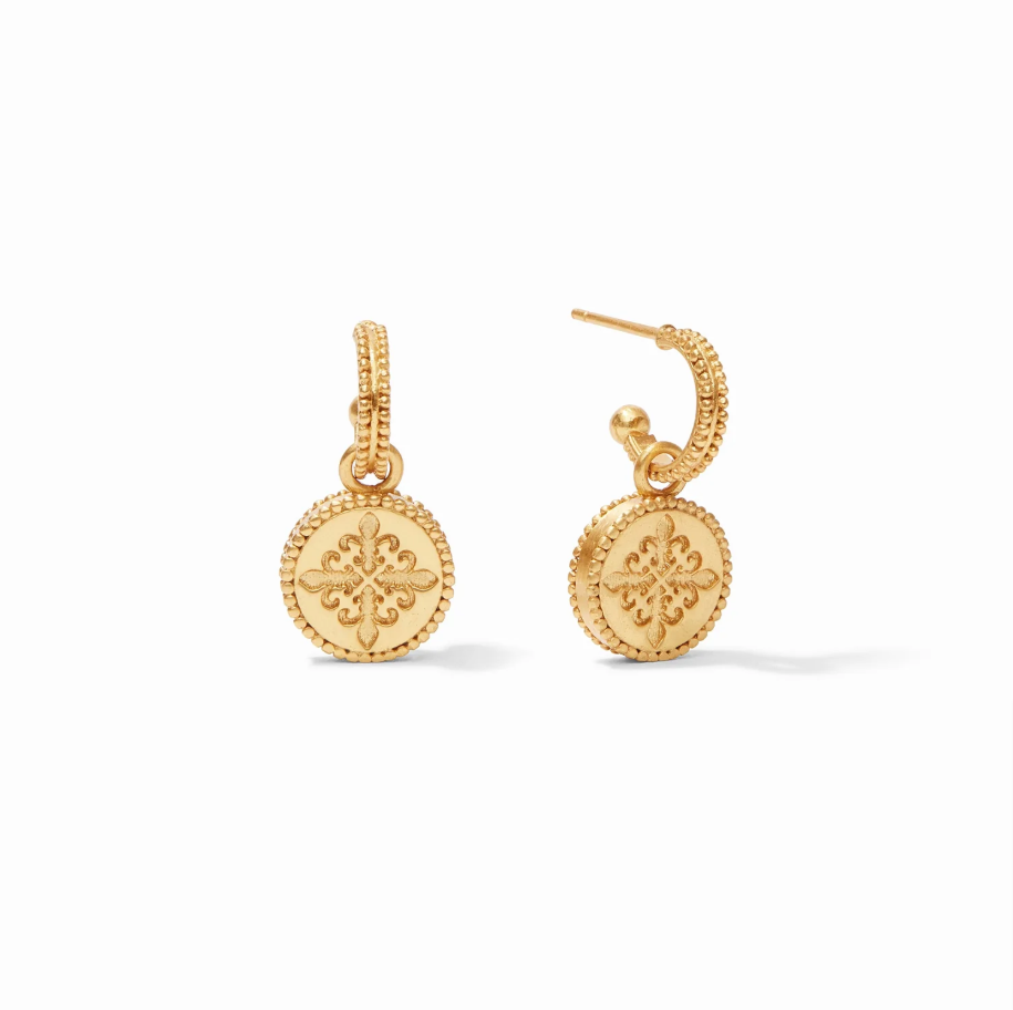 Fleur De Lis Crystal Hoop & Charm Earring