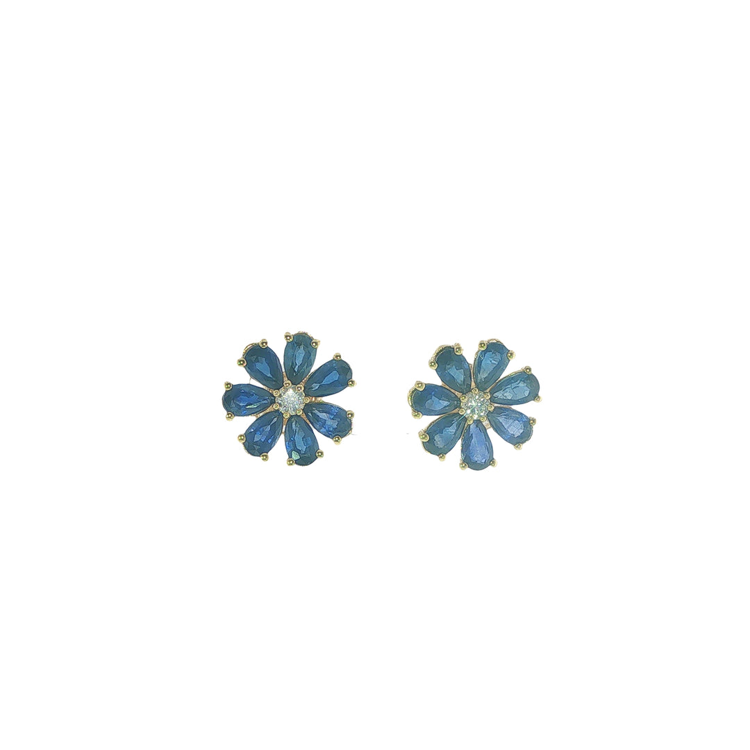 Sapphire Flower Petal Studs