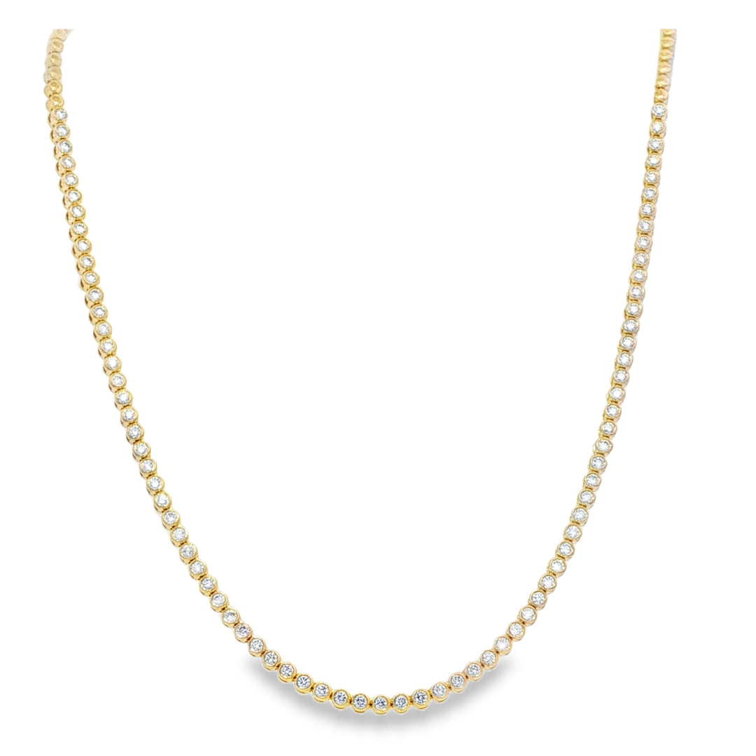 18" Yellow Gold Bezel Set Diamond Front Necklace