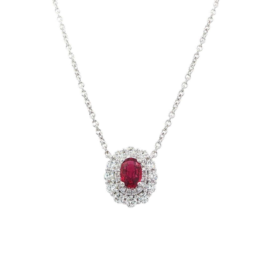 Diamond and Ruby Pendant Necklace