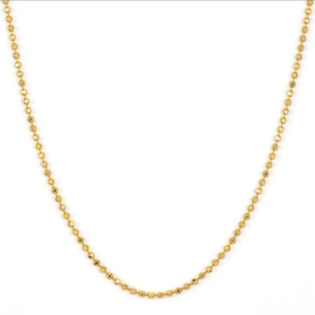 14K Yellow Gold Classic Small Beaded Chain - 18"