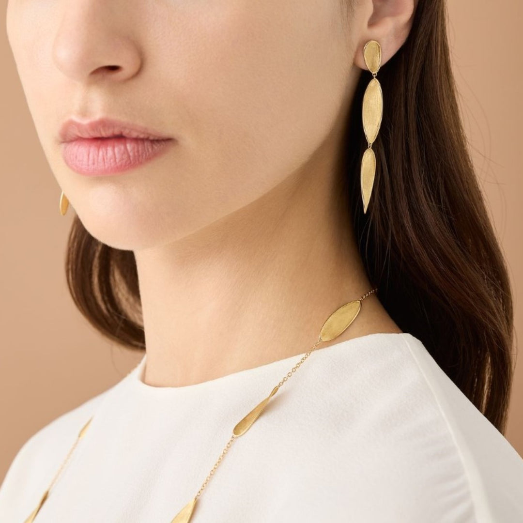 18K Lunaria Twist Three Drop Earrings