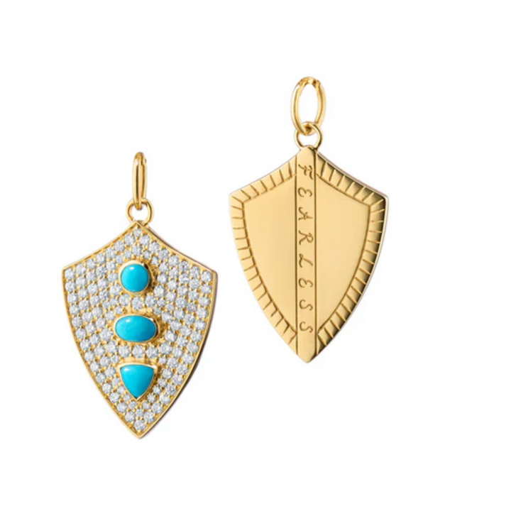 Fearless Shield with Turquoise and Pave Diamonds