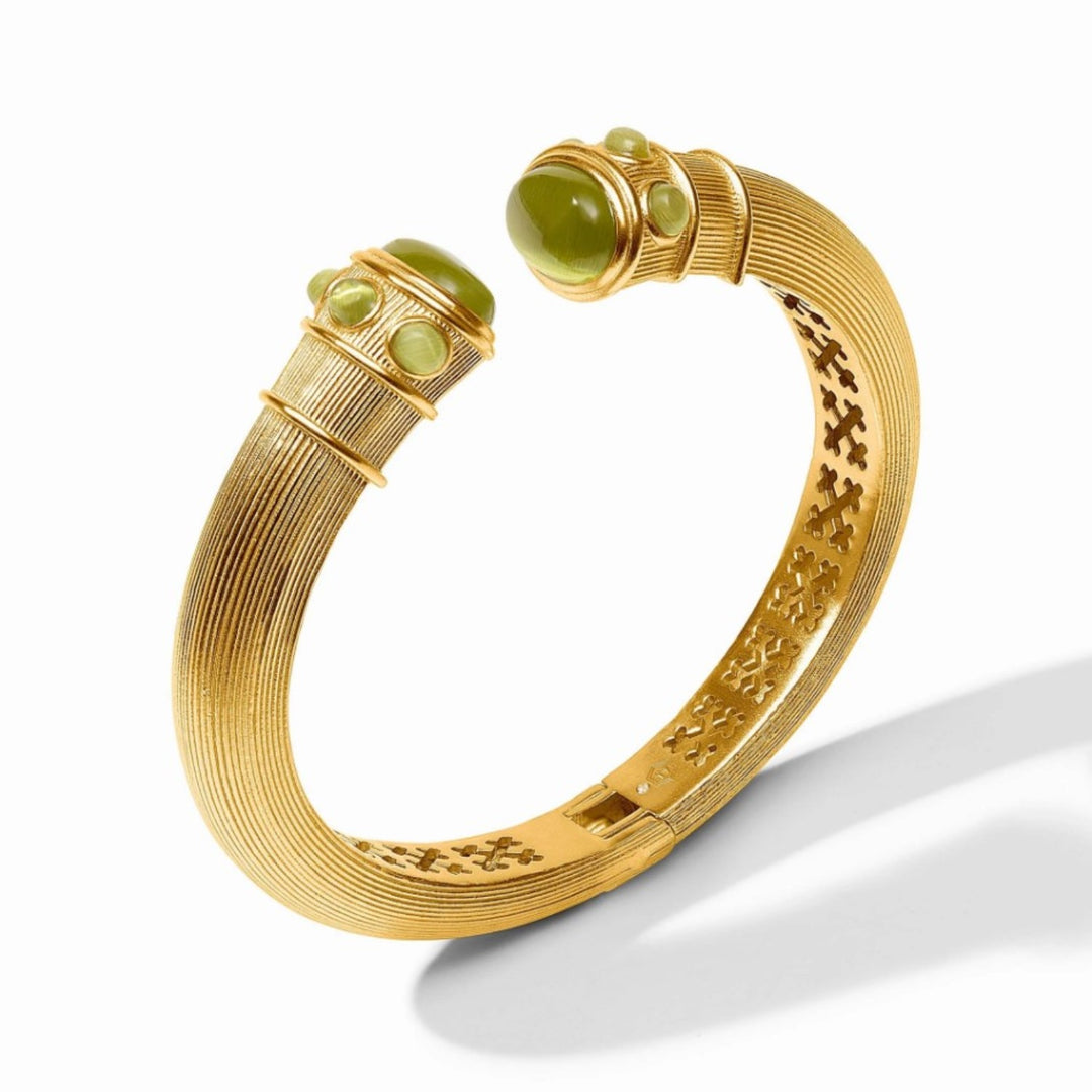 Cobblestone Demi Cuff With Green Cat's Eye Stones