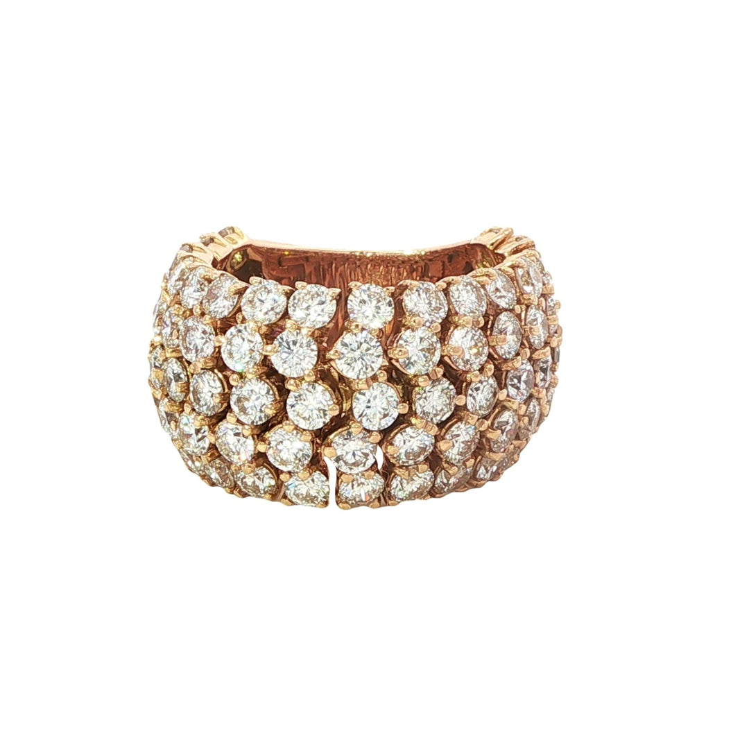 Yellow Gold Diamond Stretch Ring With 5 Rows Of Round Diamonds