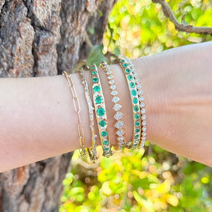 Classic Bezel Set Pearl Bangle