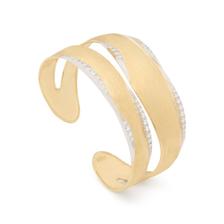 18K Lunaria Cuff Bracelet With Round Diamonds