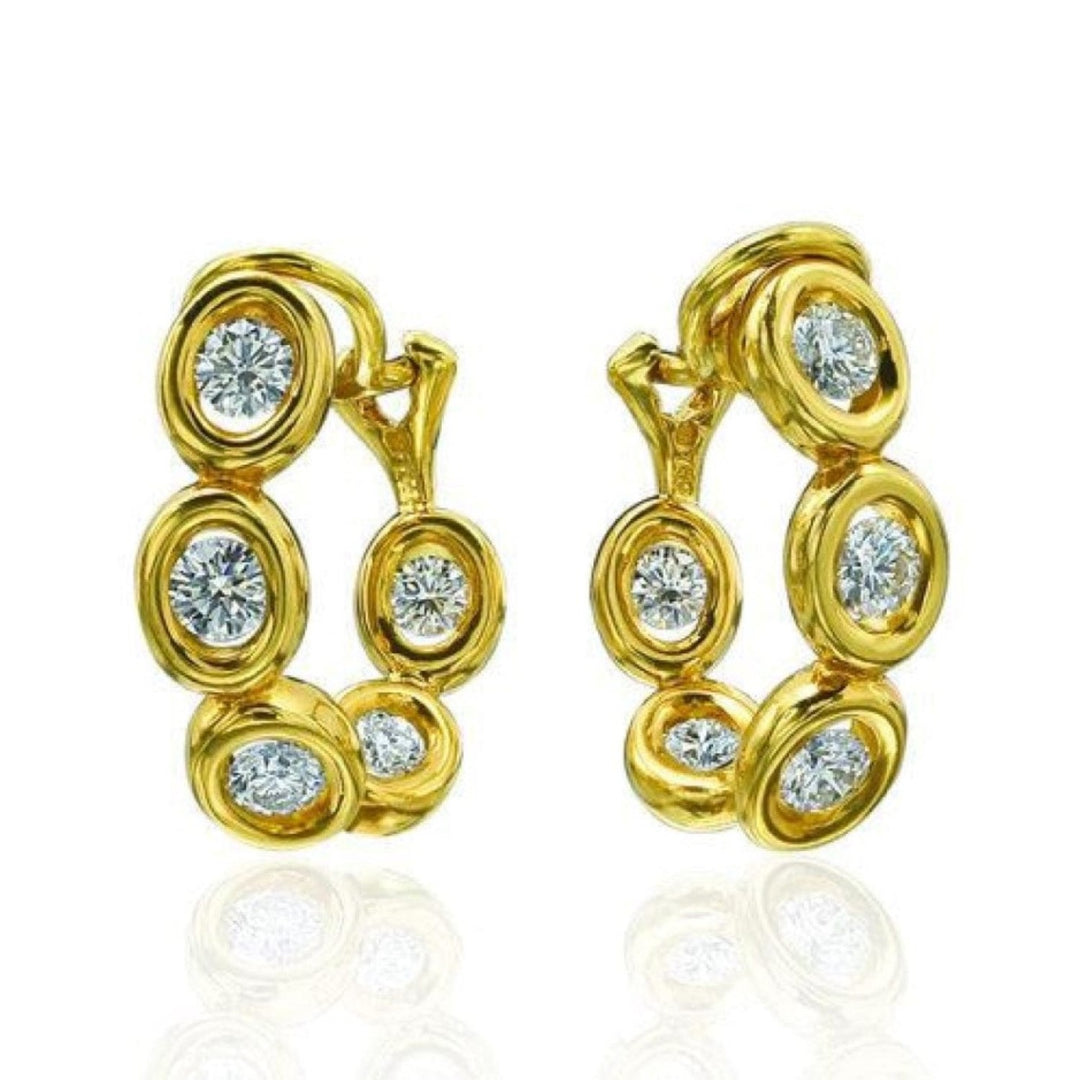 18K Yellow Gold And Diamond Oasis Curve Hoop Earrings