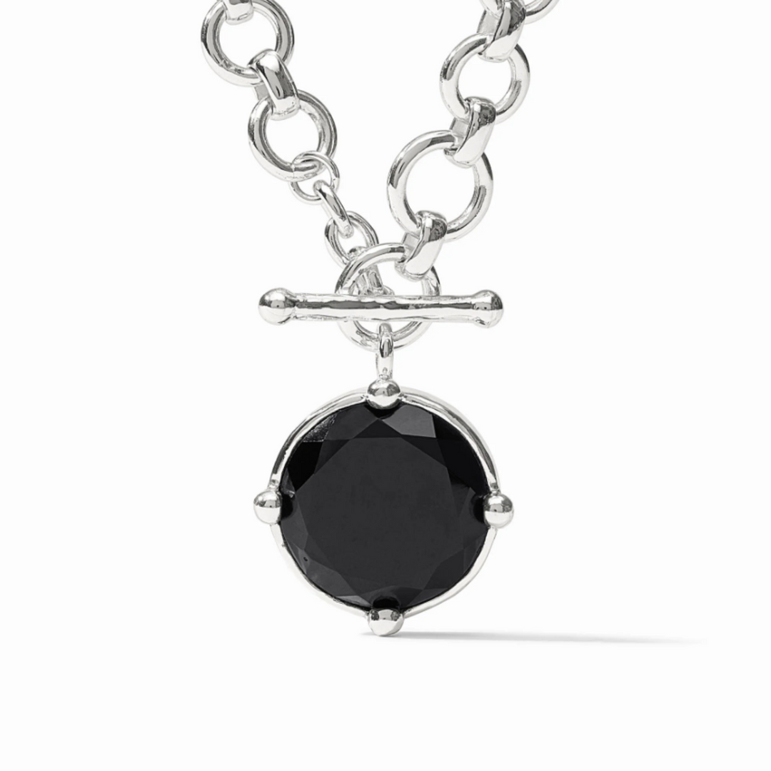 Silver Honeybee Demi Necklace In Obsidian Black - 18.5"