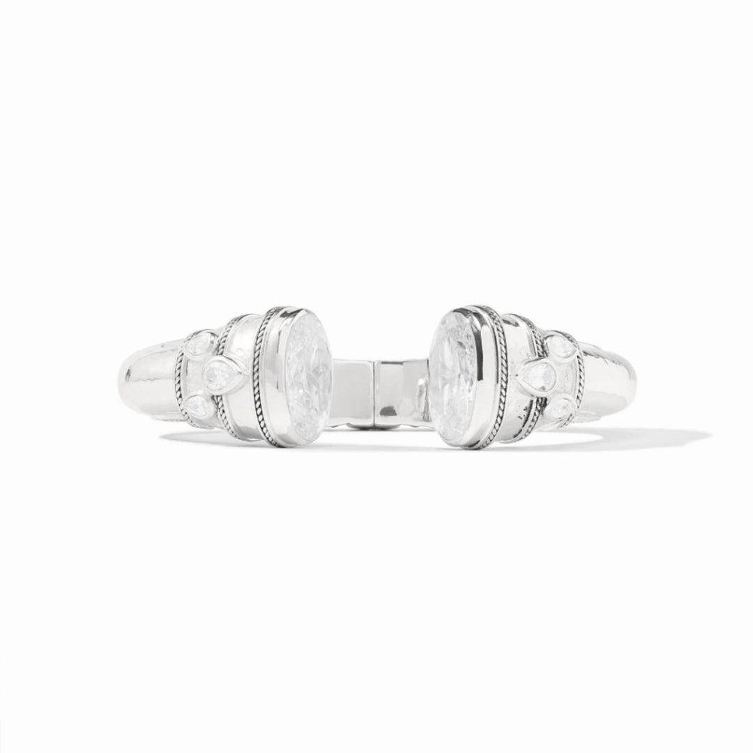 Silver Cannes Cuff With Cubic Zirconia