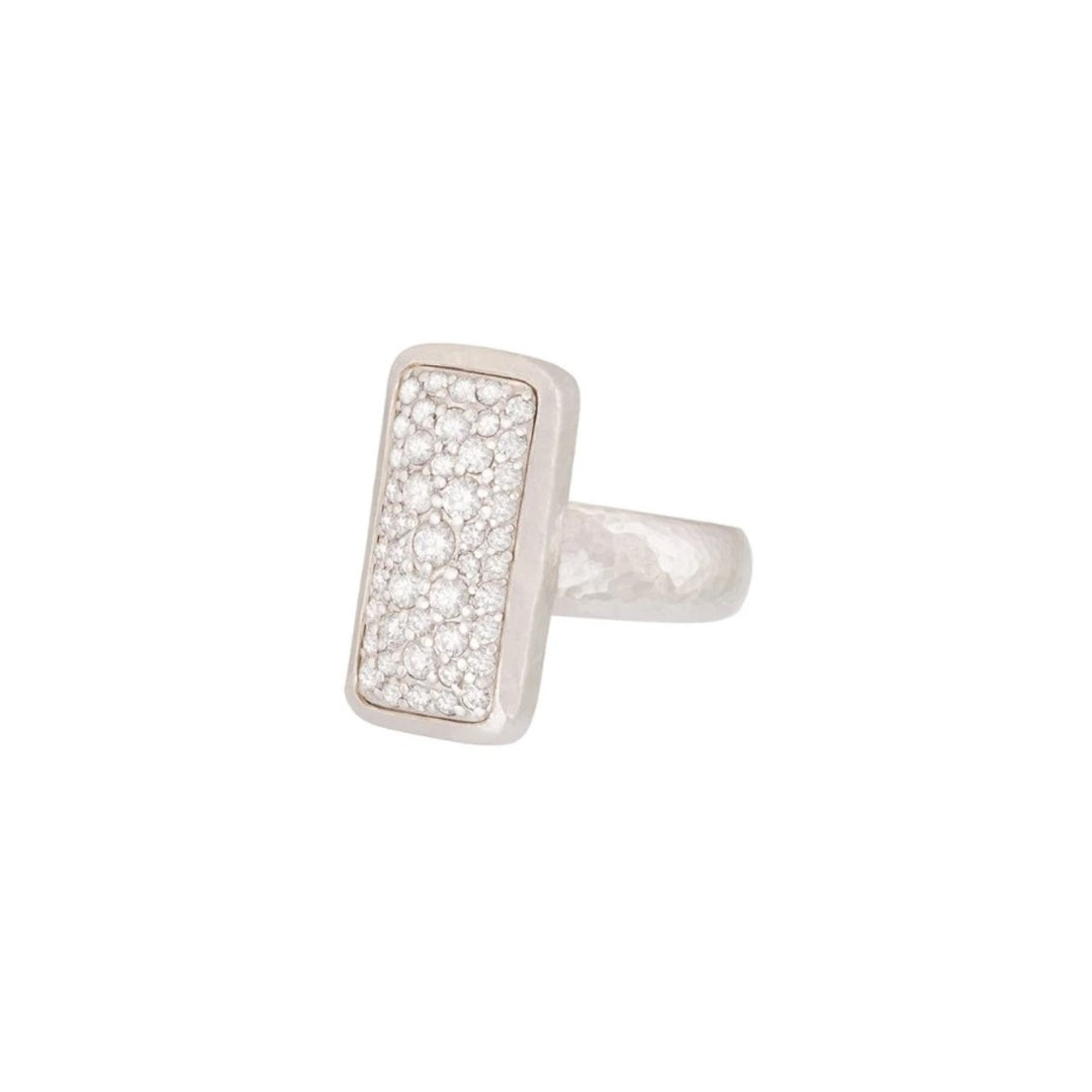 Celestial Couture Silver Diamond Pave Ring - Size 6.5