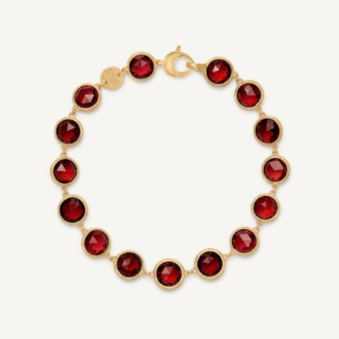 Jaipur Collection Bracelet With Bezel Set Red Garnet - 7"