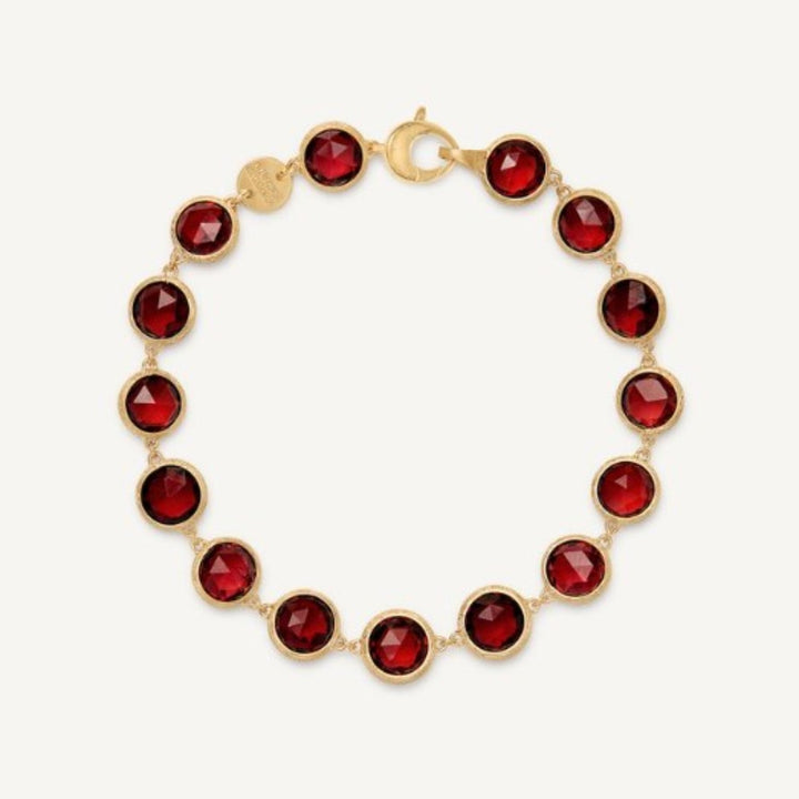 Jaipur Collection Bracelet With Bezel Set Red Garnet - 7"