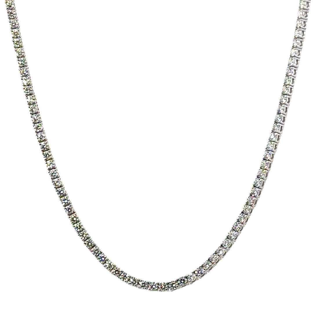 14K White Gold Diamond Tennis Necklace Weighing 6.98cts - 16"