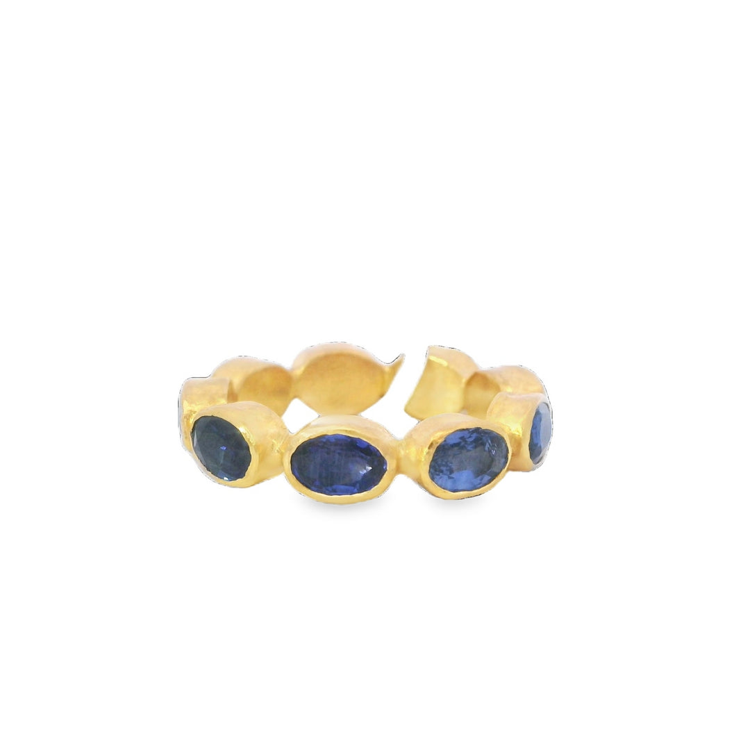 24K Gold Stack Band With Sapphires