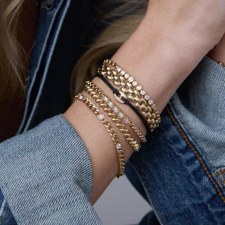 5 Linked Pear Diamond Box Chain Bracelet