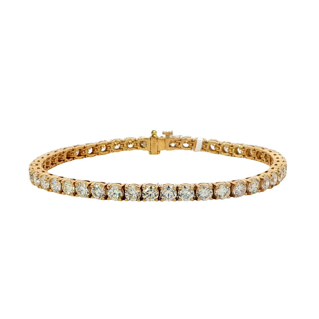 18K Yellow Gold Diamond Tennis Bracelet Weighing 9.09cts