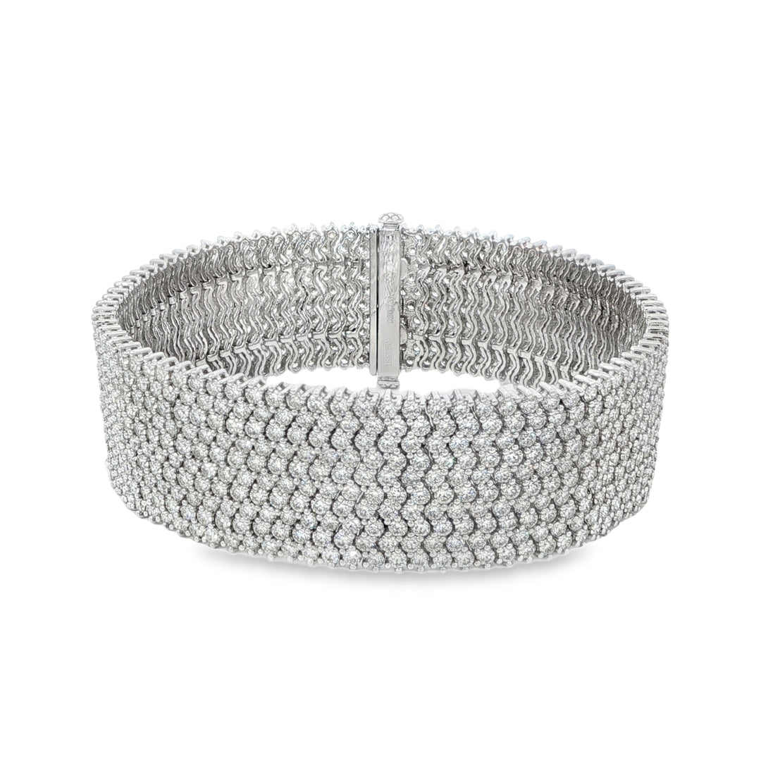 White Gold 10 Row Diamond Bracelet Weighing 20.73cts