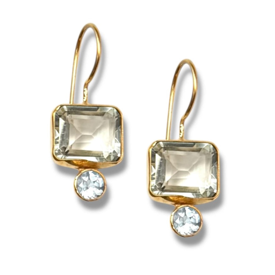 Green Amethyst And Blue Topaz Midi Ear