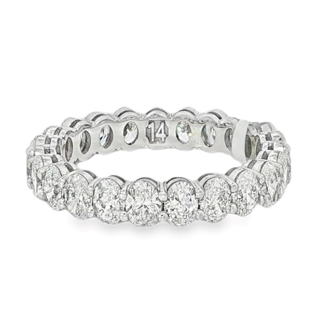 White Gold Oval Diamond Eternity Band Weighing 2.58cts - Size 6.25