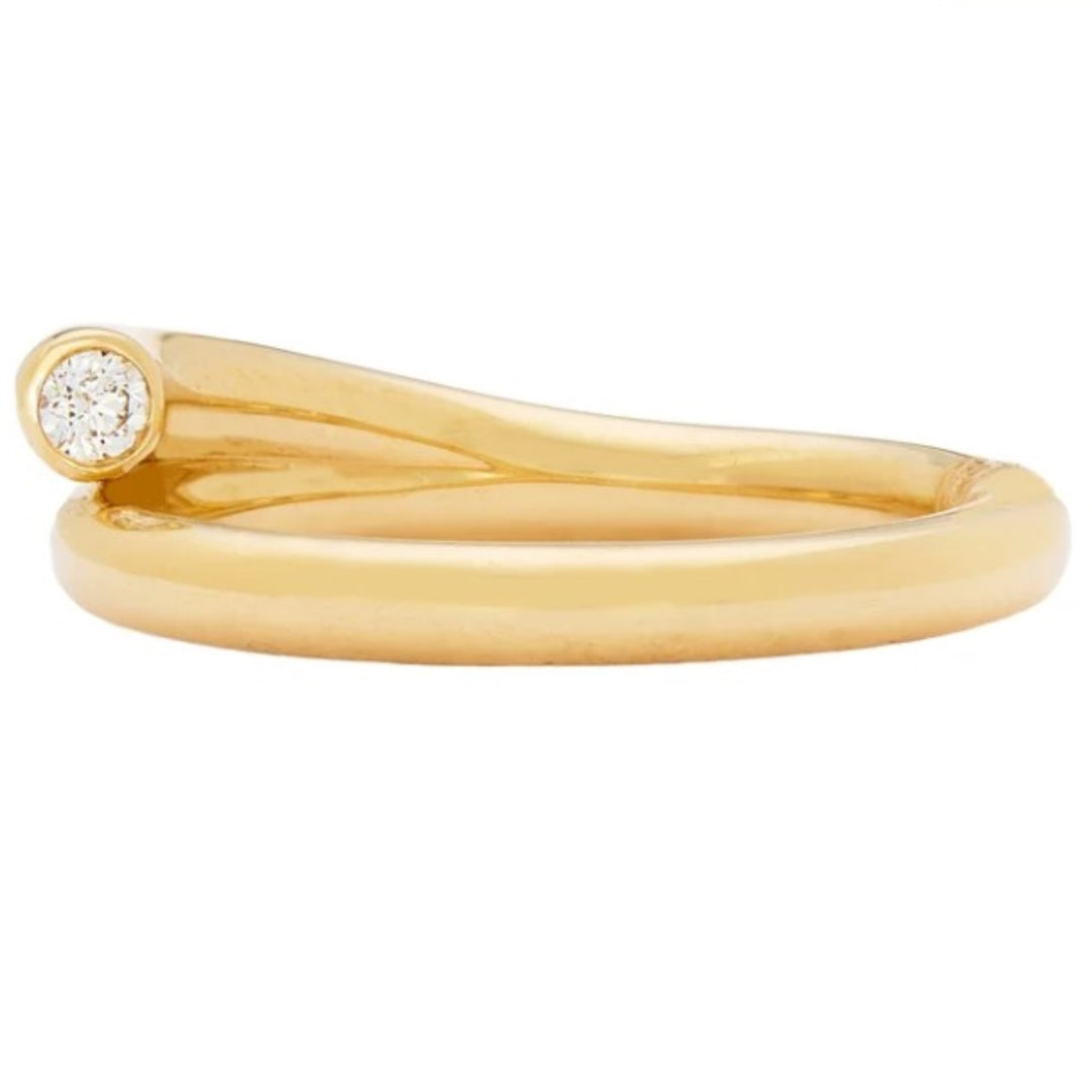 18K Yellow Gold Embrace Band With Single White Diamond Weighing 0.06cts - Size 7
